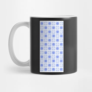 Vintage Aesthetic Minimalist Flower Grid Design Phone Case in Blue Mug